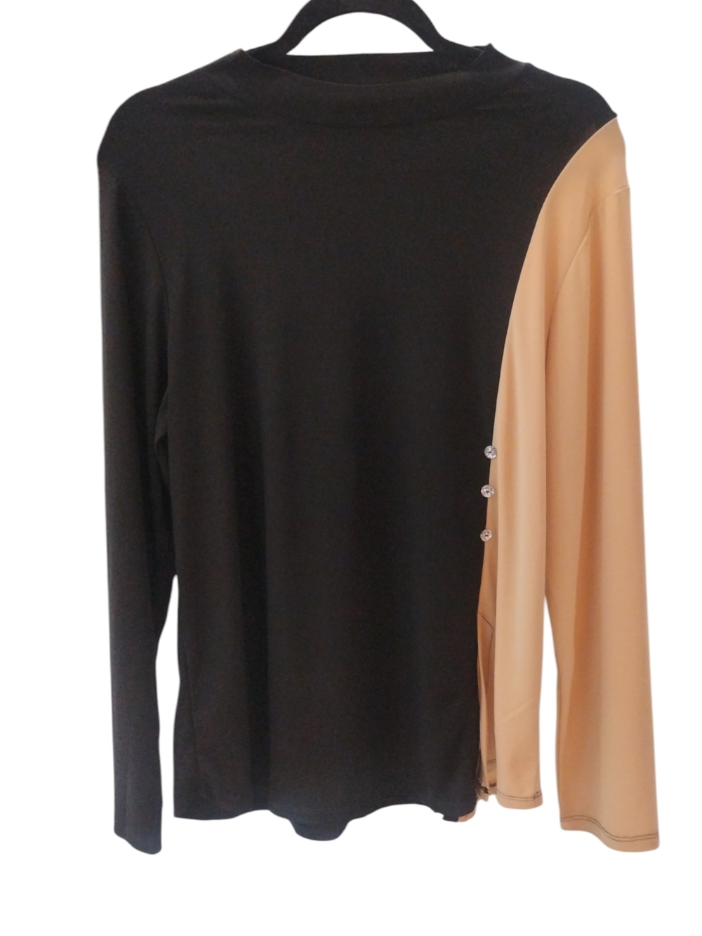 Atelier  29 Women's Two-Tone Black and Tan Long-Sleeve Top SZ XL